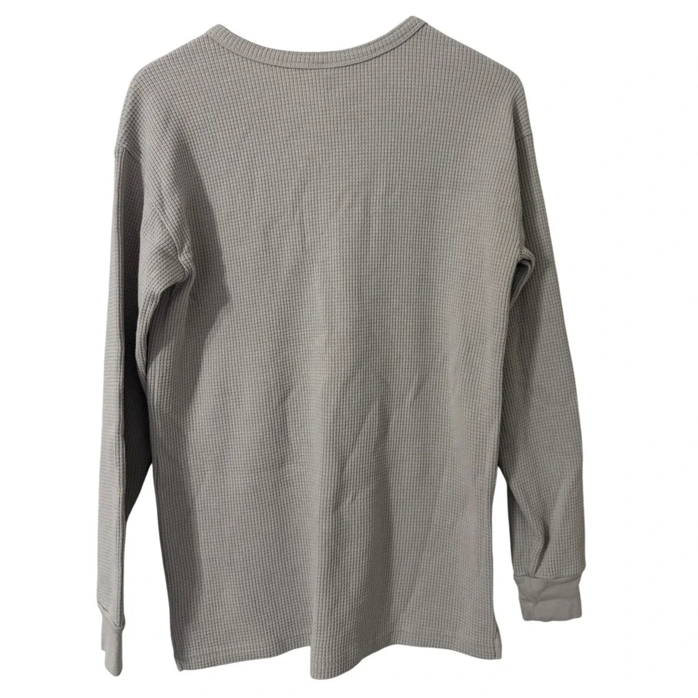 Victoria's Secret PINK Gray Waffle Knit Long‎ Sleeve Henley Shirt XS